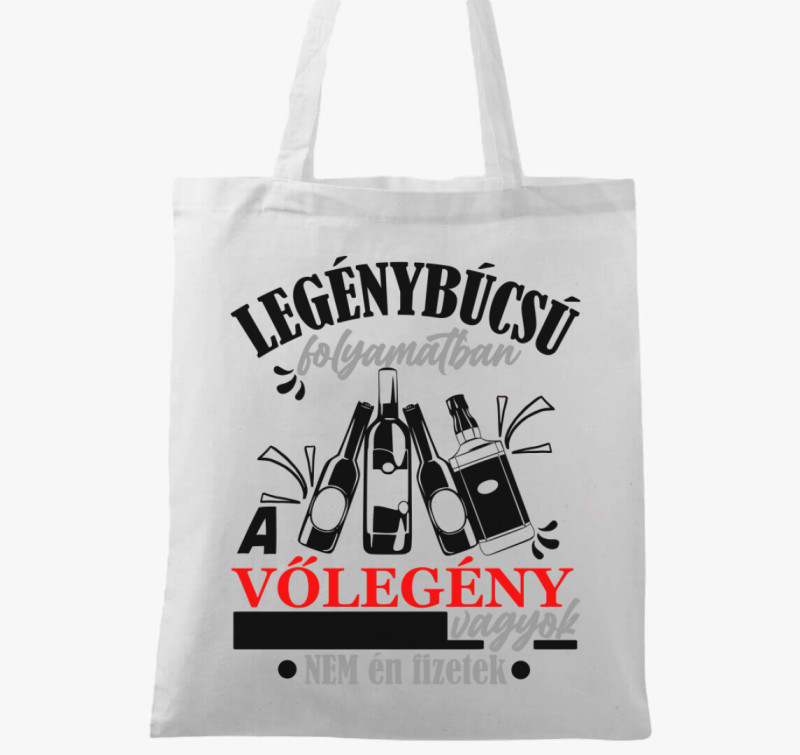 Legénybúcsús Vőlegény vászontáska — Fehér