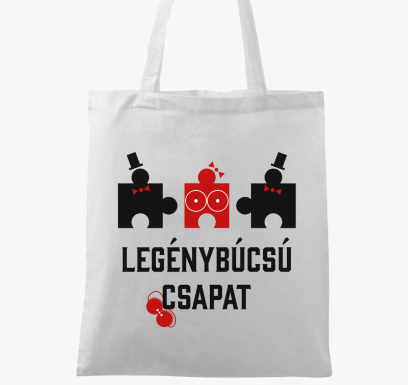 Legénybúcsú csapat legénybúcsúra puzzle vászontáska — Fehér