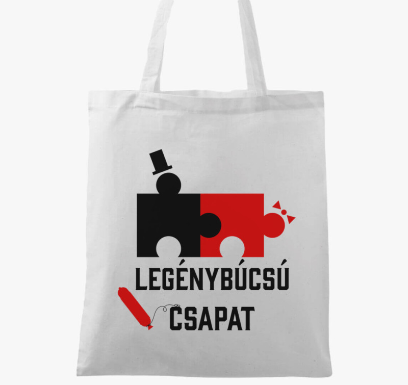 Legénybúcsú csapat vicces puzzle vászontáska — Fehér