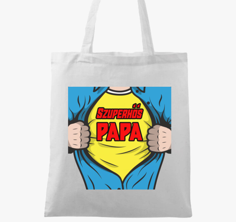 Szuperhős Papa vászontáska — Fehér
