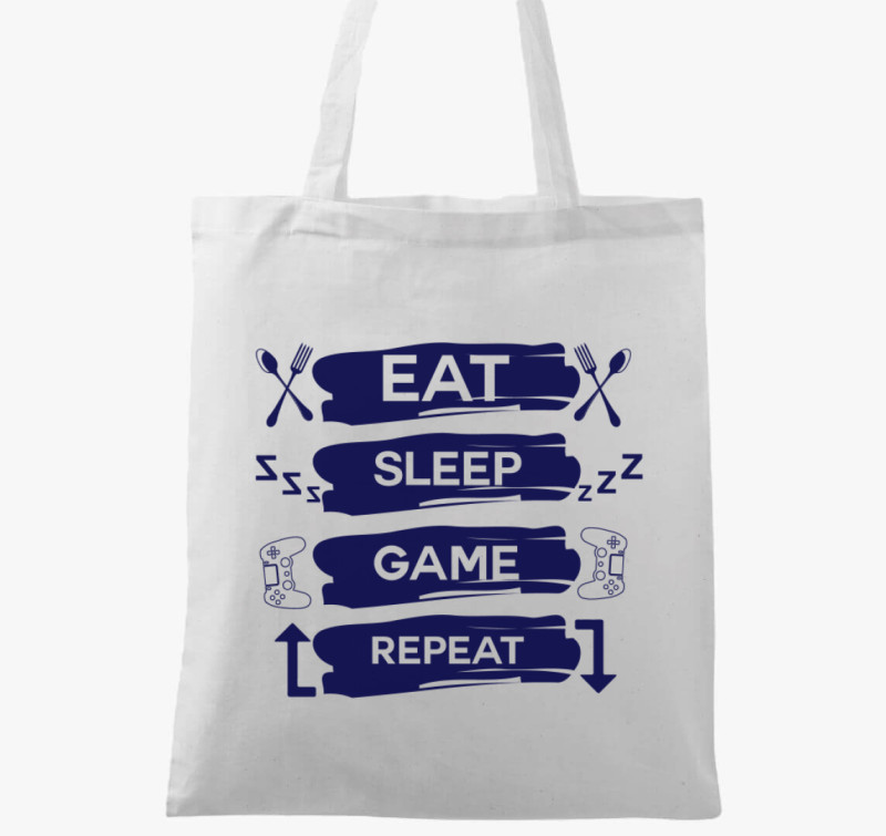 Eat sleep game repeat vászontáska — Fehér