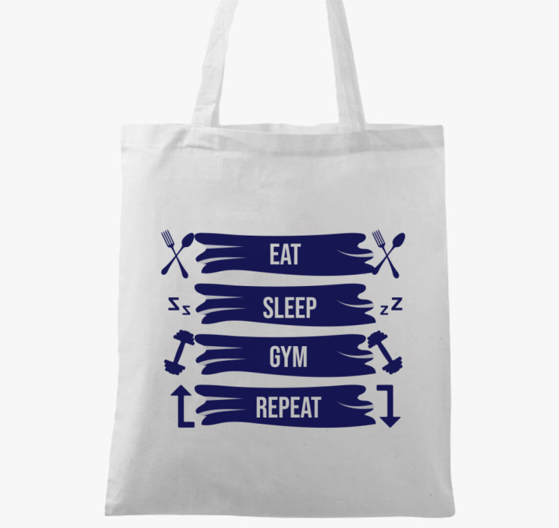Eat sleep gym repeat vászontáska — Fehér