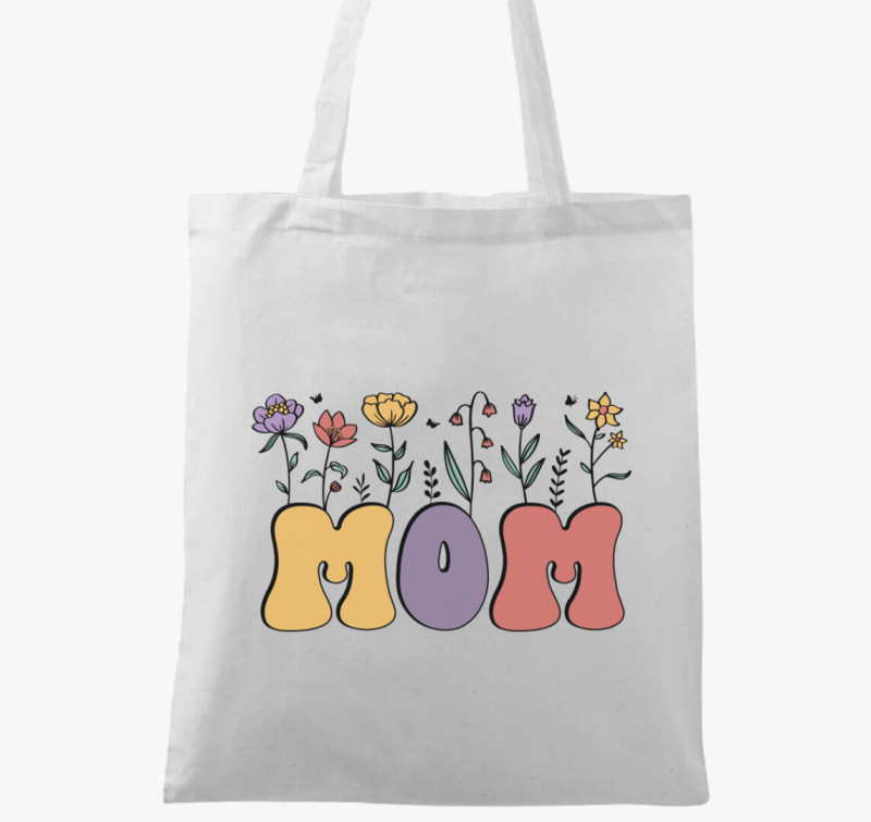 Mom hippi virágos vászontáska — Fehér