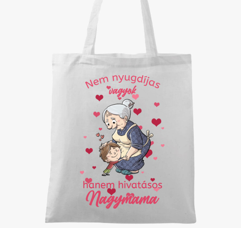 Nyugdíjas nagymama vászontáska — Fehér
