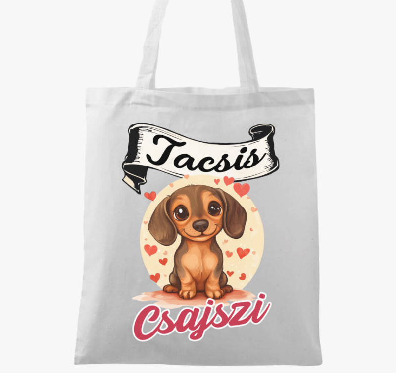 Tacsis Csajszi barna tacsi vászontáska — Fehér
