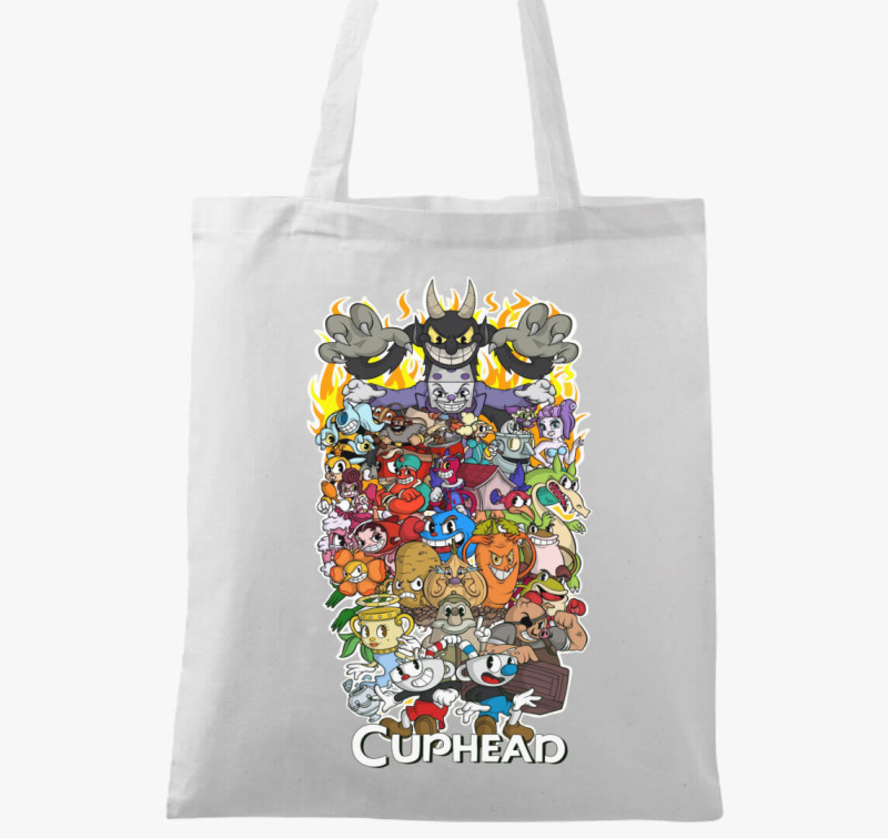 Cuphead karakterek vászontáska — Fehér