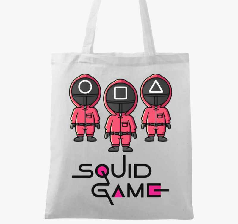 Squid Game - Chibi rózsaszín őrök vászontáska — Fehér