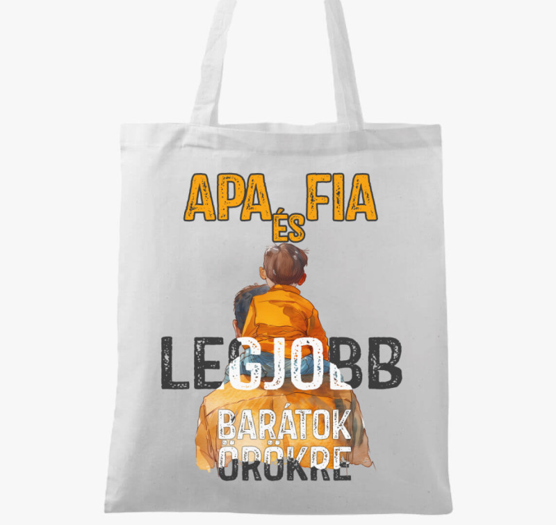 Apa és fia art vászontáska — Fehér