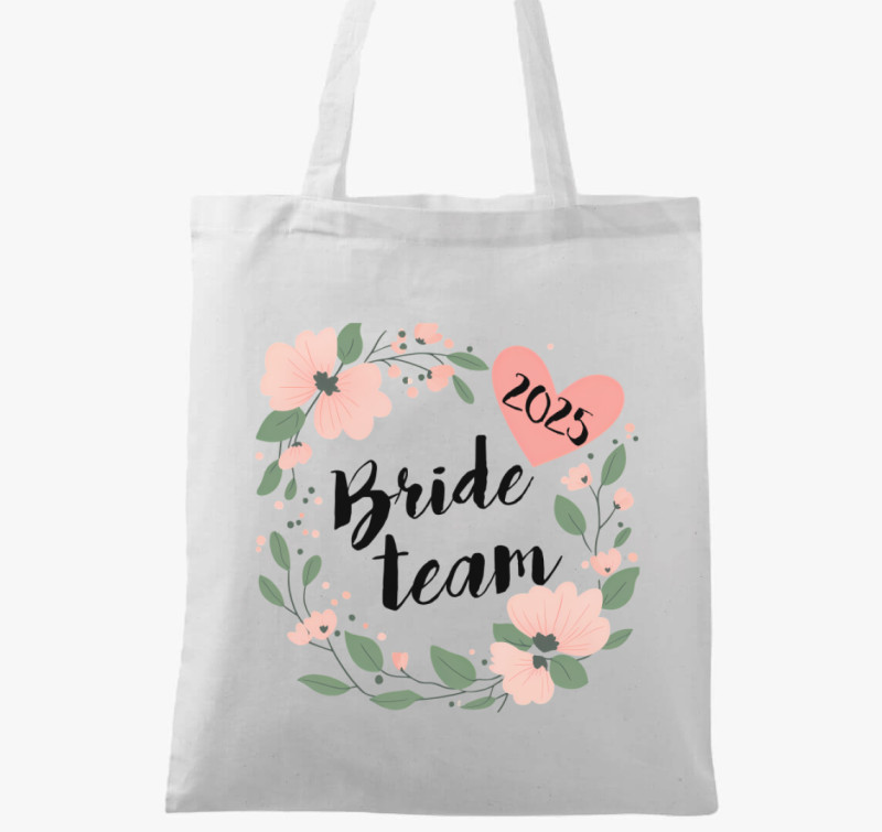 Bride team virágos vászontáska — Fehér