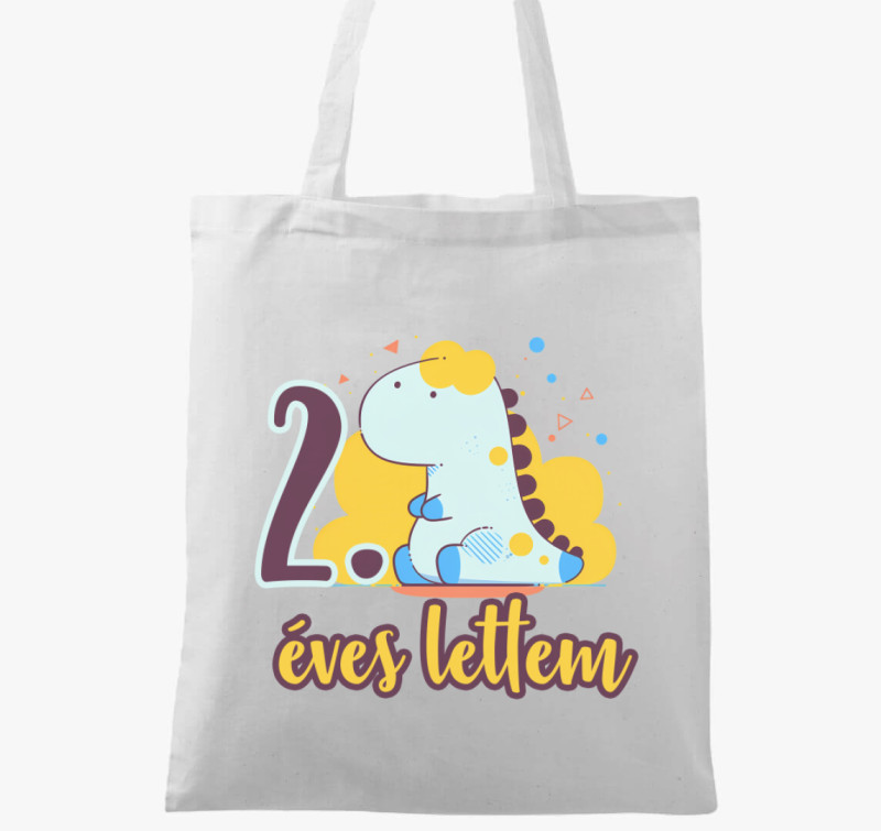 Dinós 2 éves lettem vászontáska — Fehér