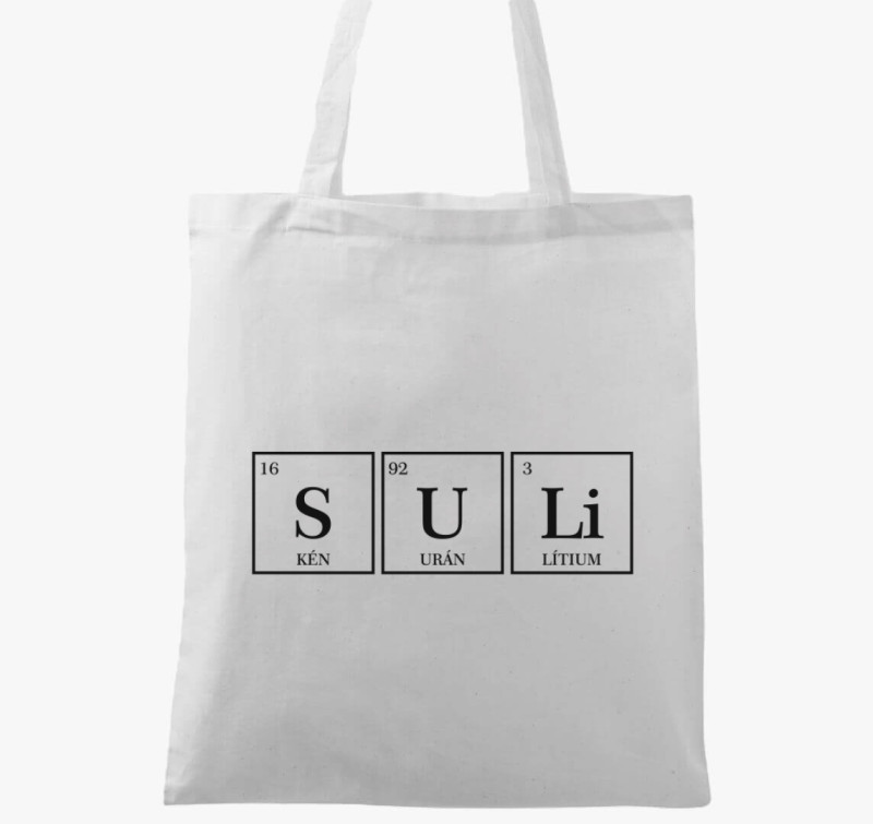Periódusos Suli vászontáska — Fehér