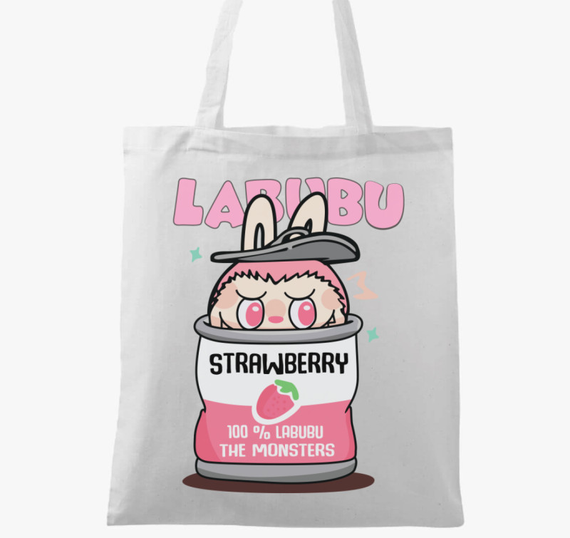 Strawberry labubu vászontáska — Fehér