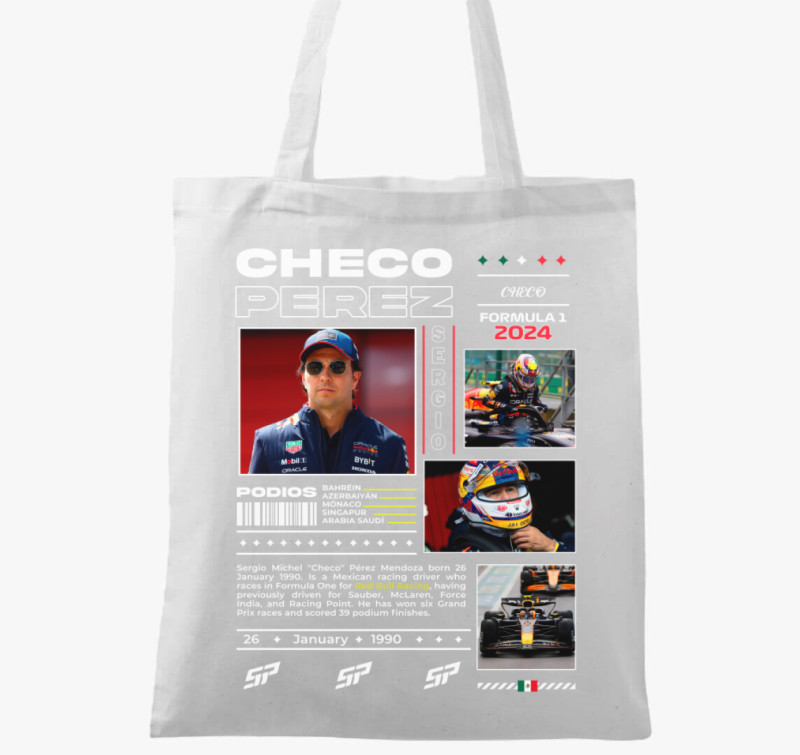 Checo Perez vászontáska — Fehér