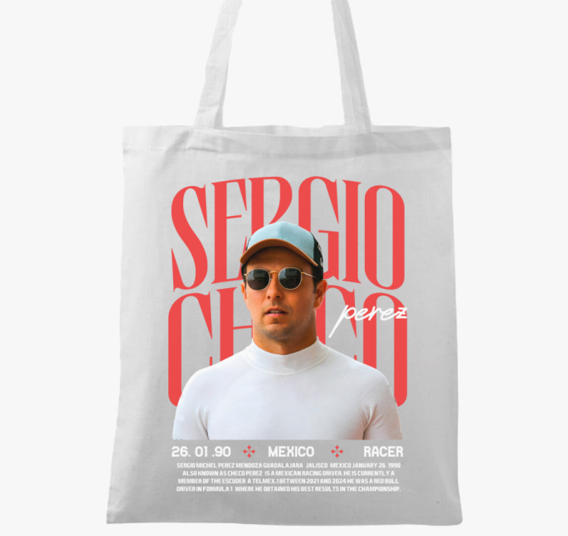 Sergio Perez vászontáska — Fehér