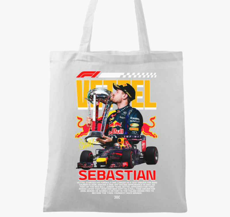 Sebastian Vettel Bajnok vászontáska — Fehér