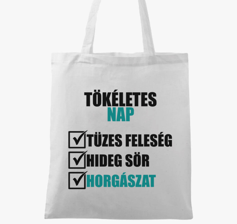 Tökéletes nap a horgászatra vászontáska — Fehér