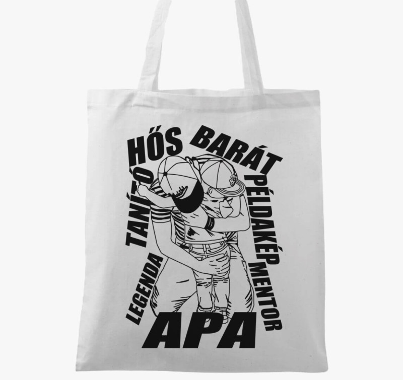 Apa ölel kisfiút Hős Barát Példakép vászontáska — Fehér