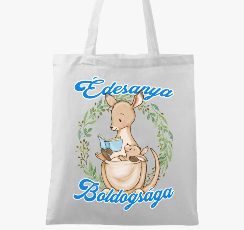 Édesanya boldogsága kenguru fiús vászontáska — Fehér