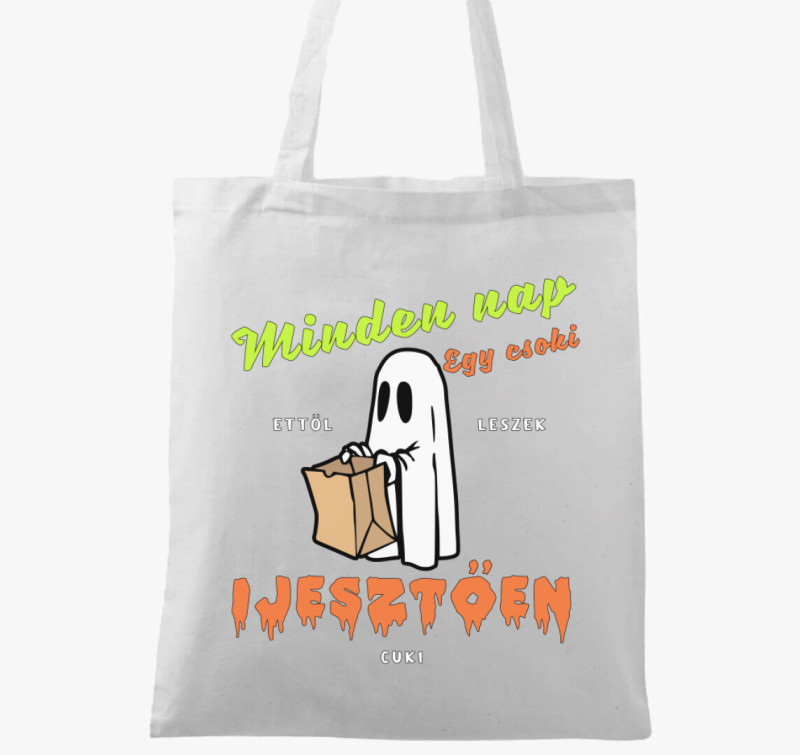 Cuki szellem halloweeni vászontáska — Fehér