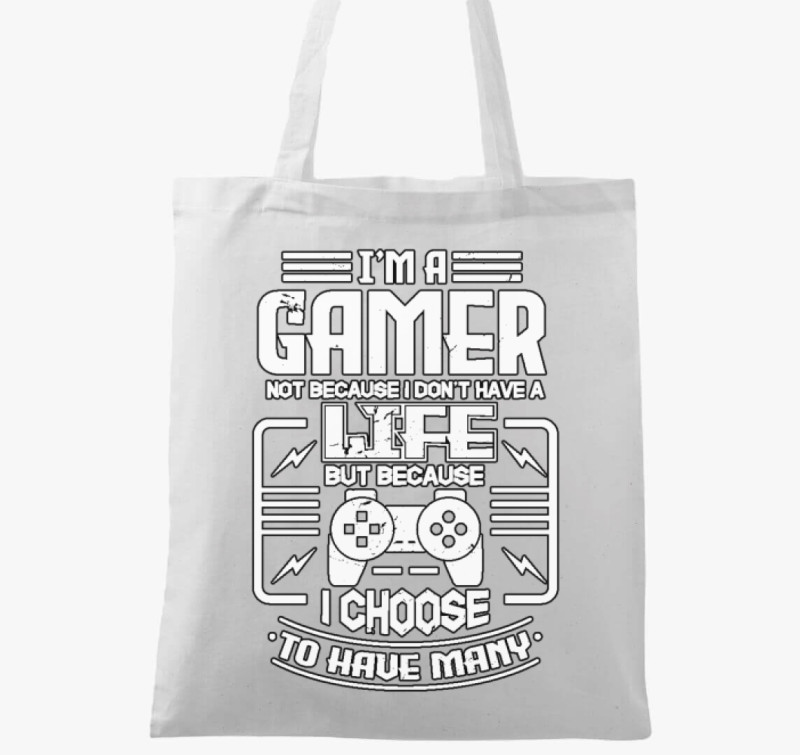 Gamer élet vászontáska — Fehér