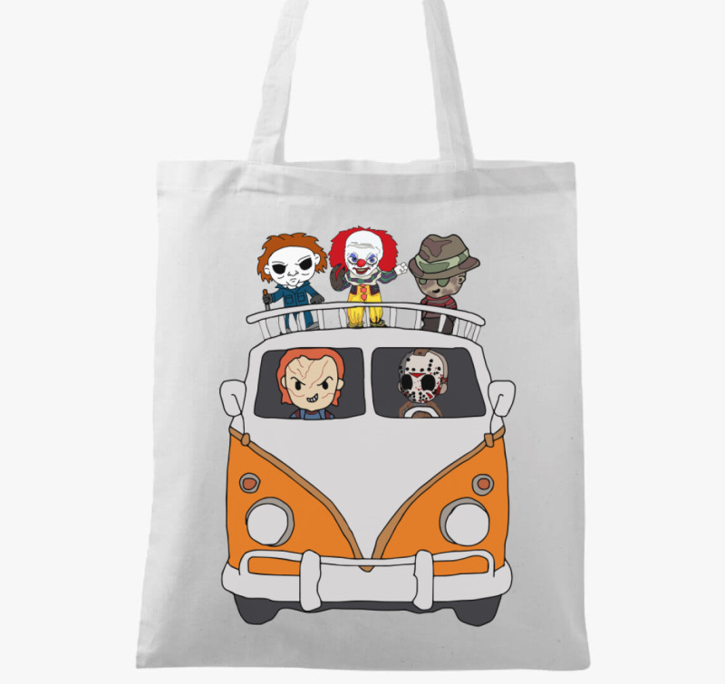 Halloweeni karakterek vászontáska — Fehér