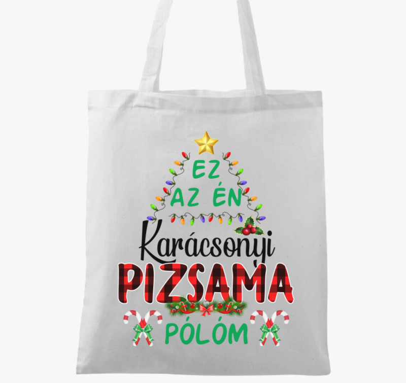 Karácsonyi pizsi vászontáska — Fehér