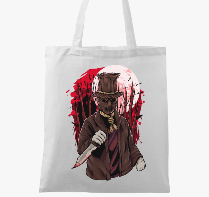 Halloween-i kalapos gyilkos vászontáska — Fehér