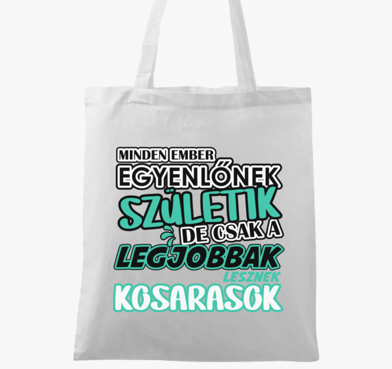 Egyenlőnek születik kosaras vászontáska — Fehér