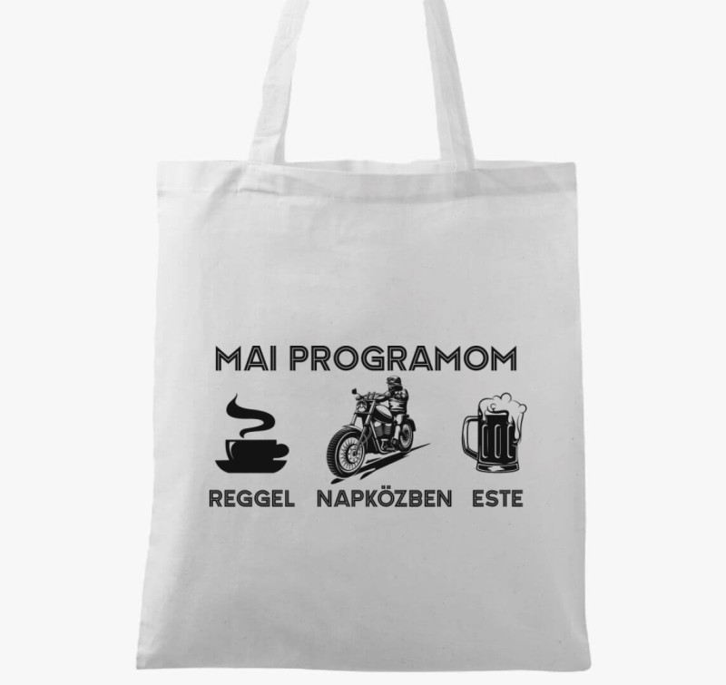 Napirend mai programom motorozás vászontáska — Fehér