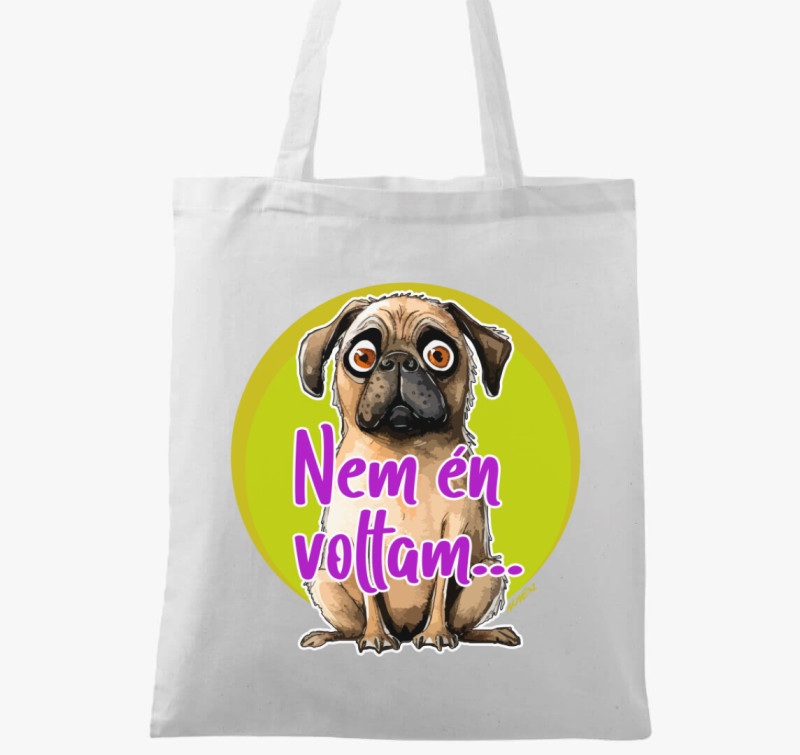 Mopsz kutya vászontáska — Fehér