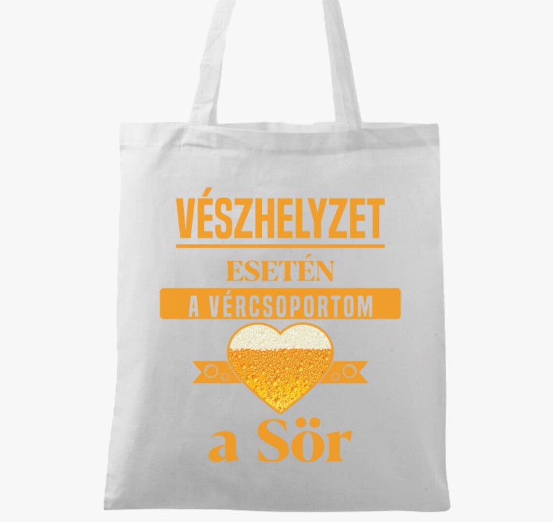 Vészhelyzet esetén a vércsoportom a sör vászontáska — Fehér