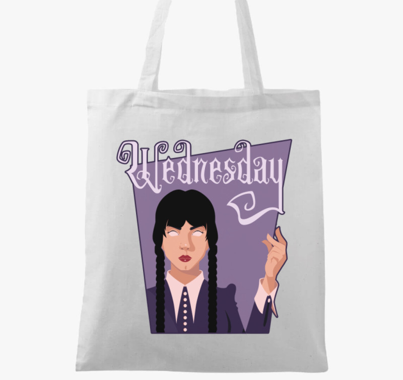 Wednesday Addams karakter vászontáska — Fehér