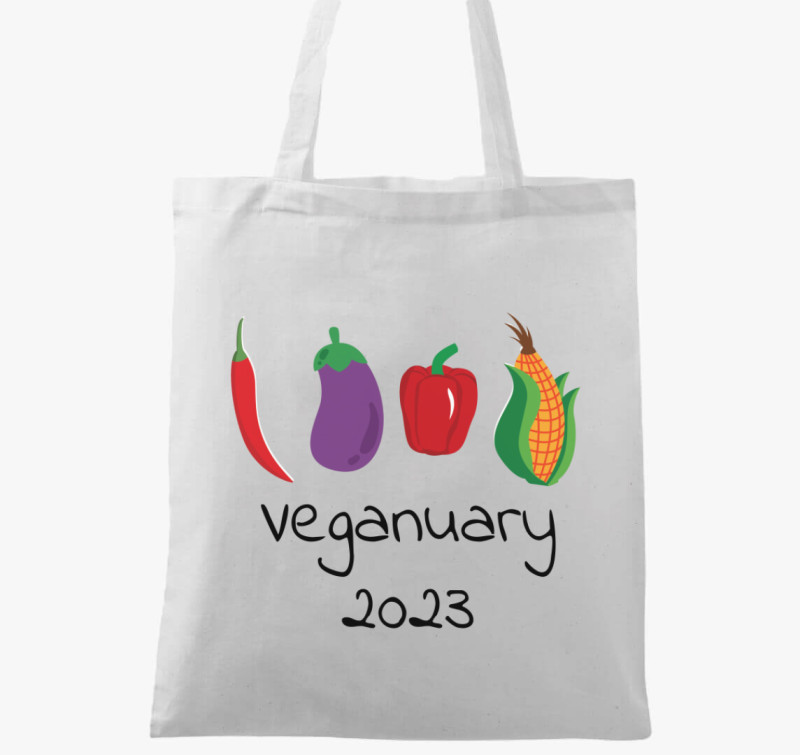 Veganuary 2023 (zöldségekkel) vászontáska — Fehér