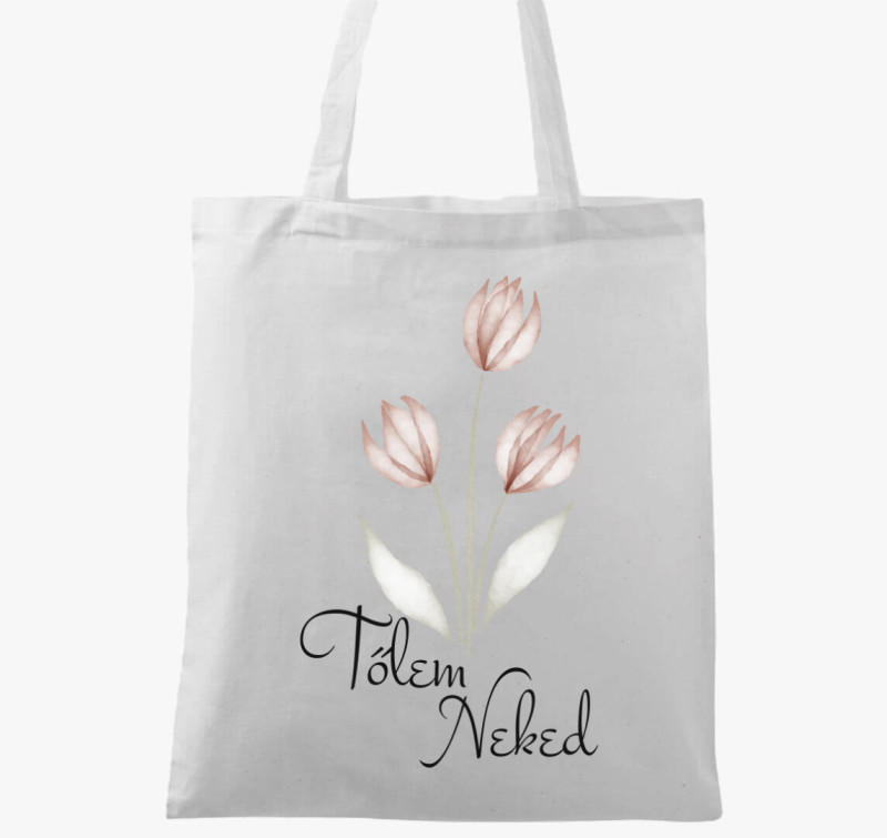 Tőlem Neked tulipános vászontáska — Fehér