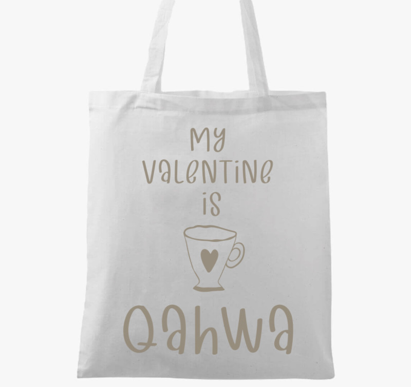 My Valentine is Qahwa - török/arab kávés (világos) vászontáska — Fehér
