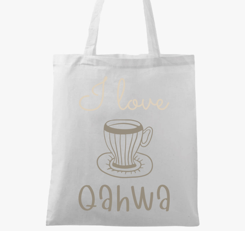 I love Qahwa - török/arab kávé (világos) vászontáska — Fehér