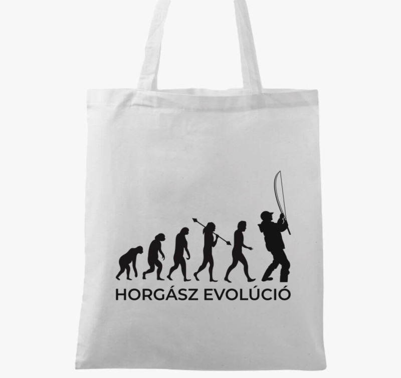 Horgász evolúció vászontáska — Fehér