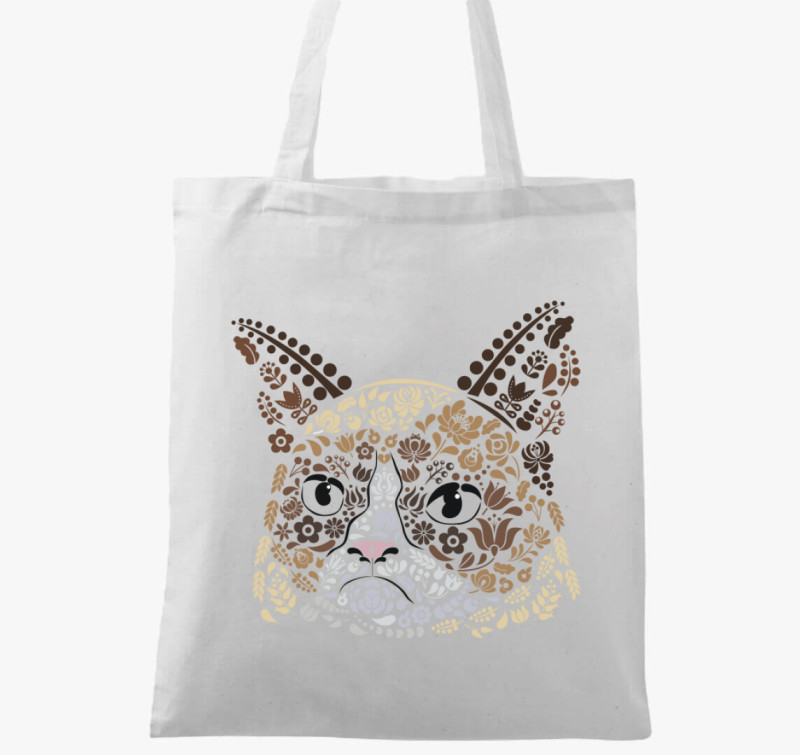 Magyaros Grumpy cat vászontáska — Fehér