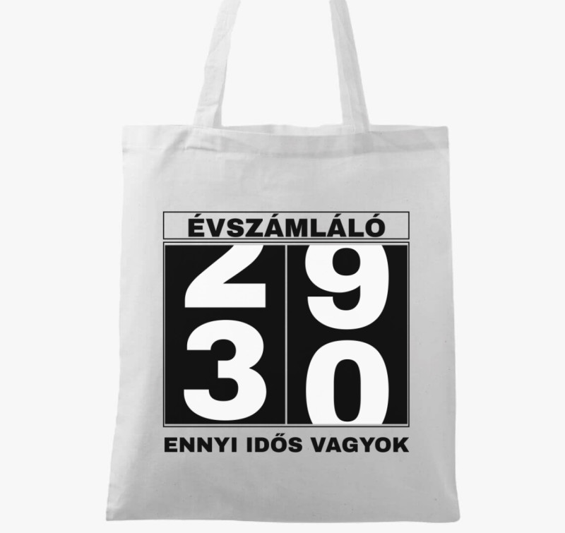Évszámláló 30 éves szülinapi vászontáska — Fehér