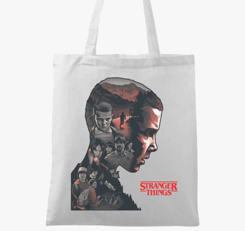 Stranger Things sziluett vászontáska — Fehér
