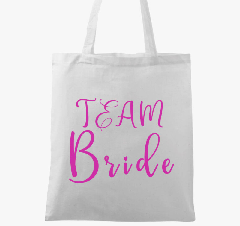 TEAM Bride pink szivecske vászontáska — Fehér
