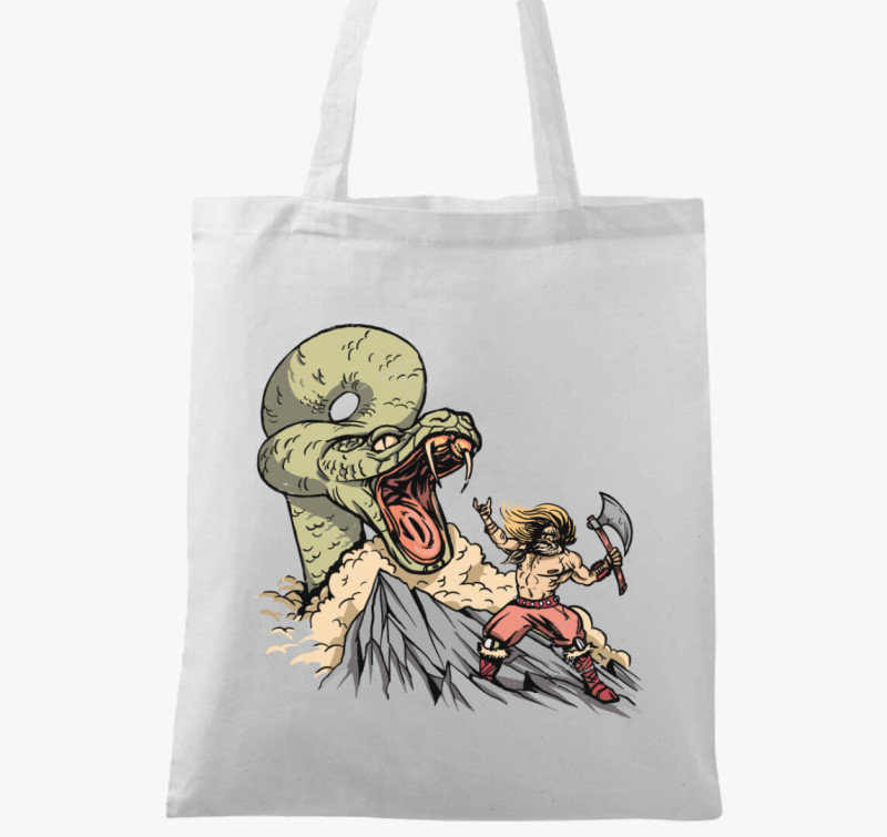Thor és Jormungandr harca vászontáska — Fehér