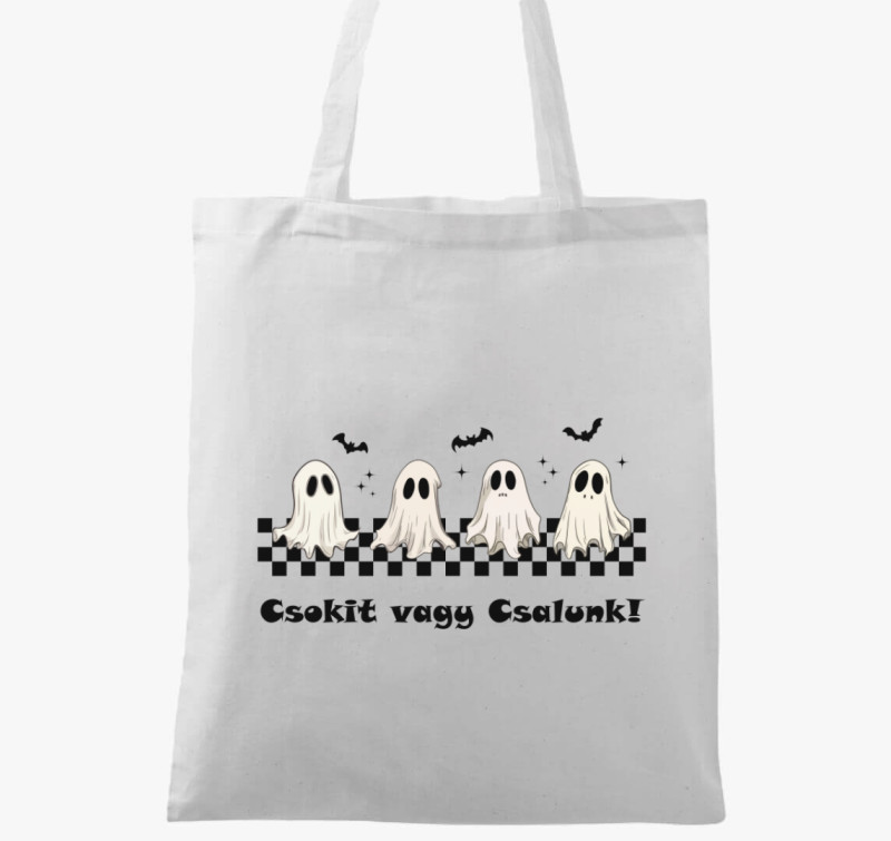 Csokit vagy csalunk vászontáska — Fehér