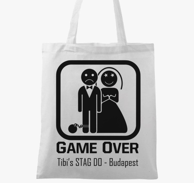 GameOver egyedi vászontáska — Fehér