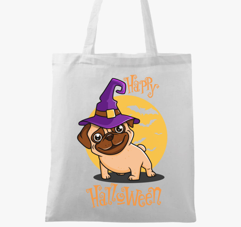 Halloween mopsz vászontáska — Fehér