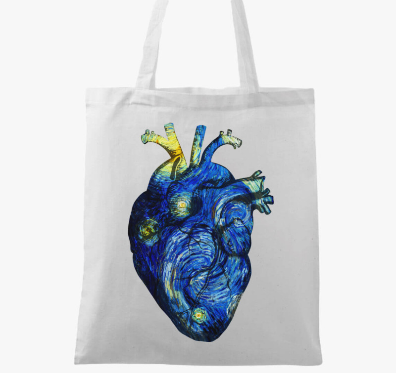 Starry night anatomy heart vászontáska — Fehér