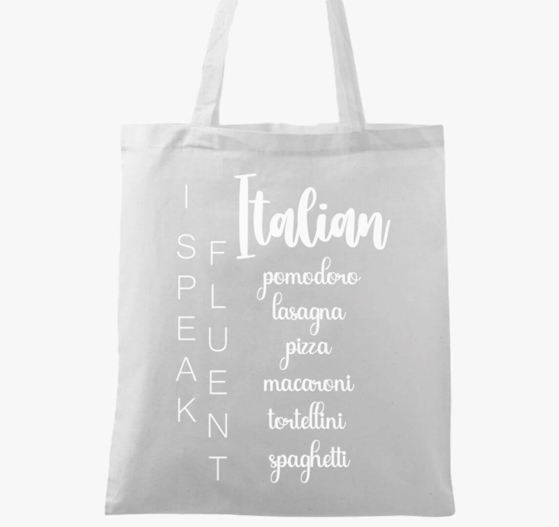 Fluent italian food vászontáska — Fehér