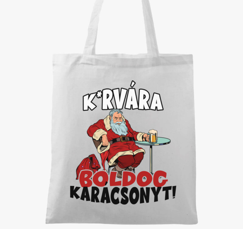 K*rvára boldog karácsonyt vászontáska — Fehér