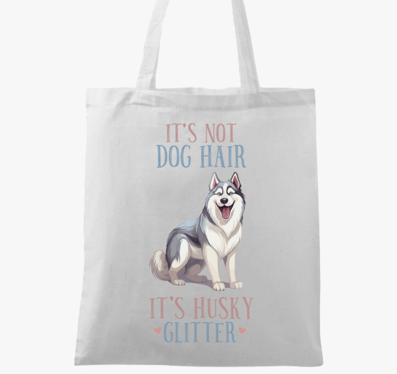 Husky glitter vászontáska — Fehér