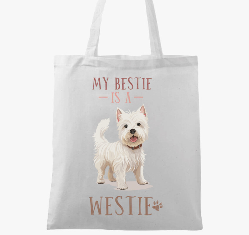 Bestie westie vászontáska — Fehér
